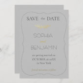 Moderne eenvoudige en minimalistische bruiloft gri save the date (Voorkant / Achterkant)