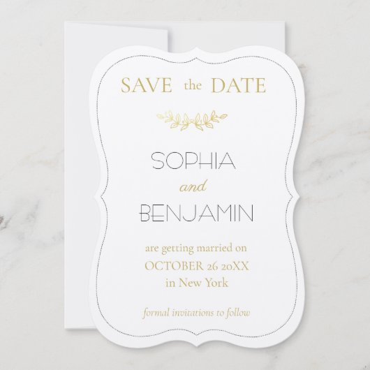 Moderne eenvoudige en minimalistische bruiloft save the date (Voorkant)