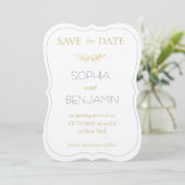 Moderne eenvoudige en minimalistische bruiloft save the date (Staand voorkant)