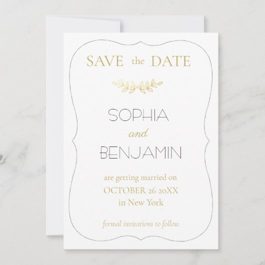 Moderne eenvoudige en minimalistische bruiloft save the date (Voorkant)