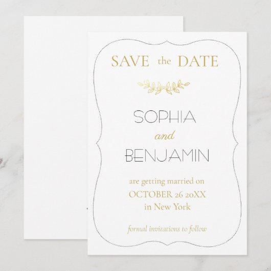 Moderne eenvoudige en minimalistische bruiloft save the date (Voorkant / Achterkant)