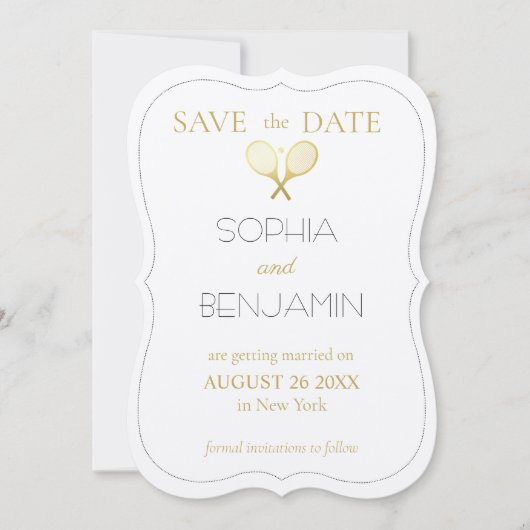 Moderne eenvoudige en minimalistische tennisthema save the date (Voorkant)