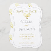 Moderne eenvoudige en minimalistische tennisthema save the date (Voorkant / Achterkant)