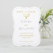 Moderne eenvoudige en minimalistische tennisthema save the date (Staand voorkant)