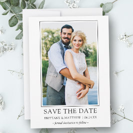 Moderne, eenvoudige enkelvoudige foto met een mini save the date