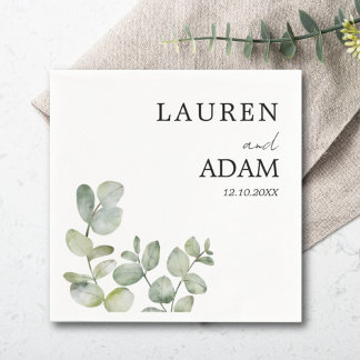 Moderne eenvoudige eucalyptus groen bruiloft servet