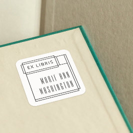 Moderne, eenvoudige Ex Libris Bookplaat Vierkante Sticker