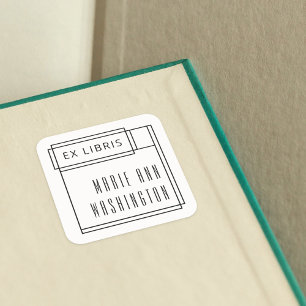 Moderne, eenvoudige Ex Libris Bookplaat Vierkante Sticker