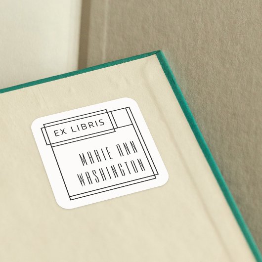 Moderne, eenvoudige Ex Libris Bookplaat Vierkante Sticker