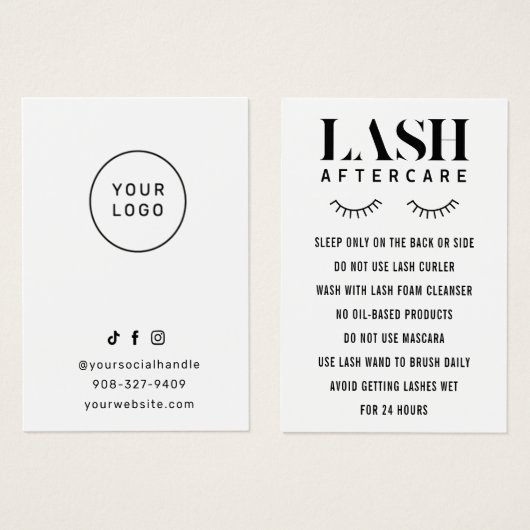 Moderne Eenvoudige Eyelash-uitbreidingen Lash Afte Visitekaartje (Voorkant /achterkant)