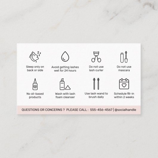 Moderne eenvoudige Eyelash-uitbreidingen Lash Afte Visitekaartje (Achterkant)