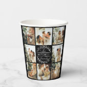 Moderne Eenvoudige Familie Foto Collage Monogram P Papieren Bekers (Achterkant)
