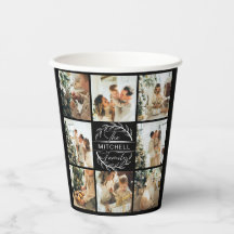 Moderne Eenvoudige Familie Foto Collage Monogram P