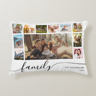 Moderne Eenvoudige Familie Fotocollage Accent Kussen