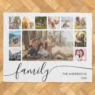 Moderne Eenvoudige Familie Fotocollage Fleece Deken