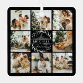 Moderne Eenvoudige Familie Fotocollage | Monogram Metalen Ornament (Achterkant)