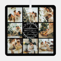 Moderne Eenvoudige Familie Fotocollage | Monogram 