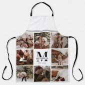 Moderne Eenvoudige Familie Fotocollage | Monogram  Schort (Voorkant)
