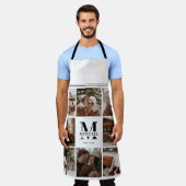 Moderne Eenvoudige Familie Fotocollage | Monogram  Schort (Gedragen)