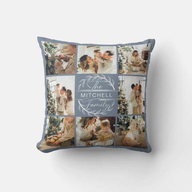 Moderne Eenvoudige Familie Fotocollage Schattige D Kussen (Voorkant)