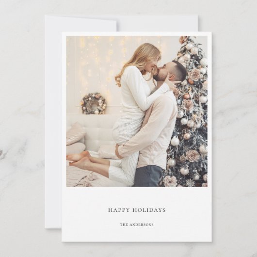 Moderne Eenvoudige Familie Kerstfoto Feestdagenkaart (Voorkant)