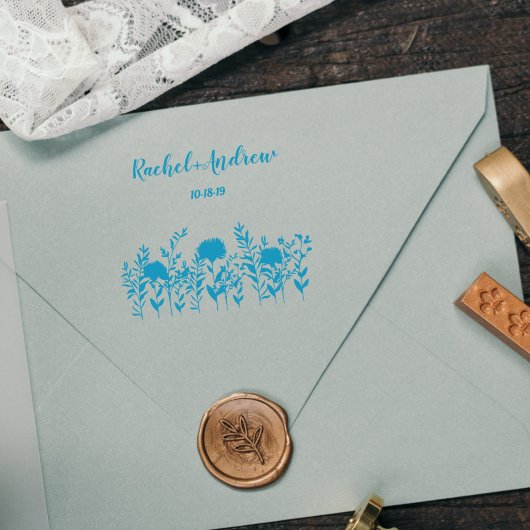 Moderne eenvoudige Fancy wilde bloemen en twijgen Rubberstempel