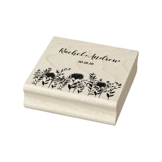 Moderne eenvoudige Fancy wilde bloemen en twijgen Rubberstempel (Stempel)