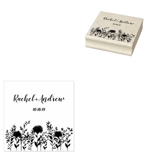 Moderne eenvoudige Fancy wilde bloemen en twijgen Rubberstempel (Gestempeld)