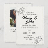 Moderne Eenvoudige Faux Deckled-Edge Huwelijksuitn Kaart (Voorkant / Achterkant)