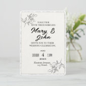 Moderne Eenvoudige Faux Deckled-Edge Huwelijksuitn Kaart (Staand voorkant)