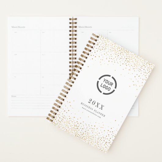 Moderne, eenvoudige faux gold glitter company logo planner (Display)