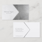 Moderne eenvoudige faux zilver folie wit architect visitekaartje (Voorkant / Achterkant)