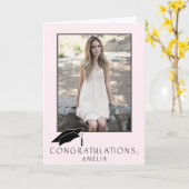 Moderne Eenvoudige Felicitaties Afstudeerfoto Kaart (Gele Bloem)