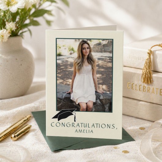 Moderne Eenvoudige Felicitaties Afstudeerfoto Kaart