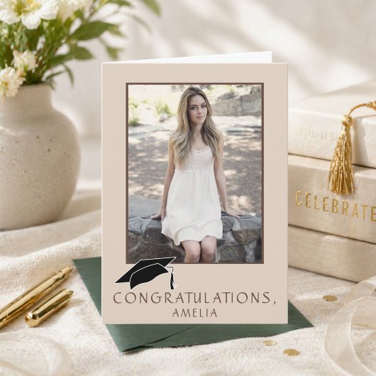 Moderne Eenvoudige Felicitaties Afstudeerfoto Kaart