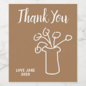 Moderne, eenvoudige floral minimalist bedankt voor wijn etiket (Enkel label)
