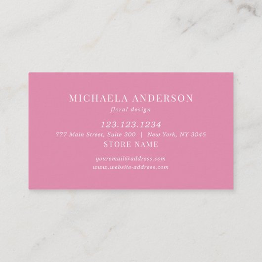 Moderne  eenvoudige Floral roze Rose Visitekaartje (Achterkant)