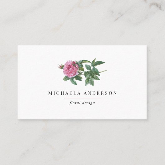 Moderne  eenvoudige Floral roze Rose Visitekaartje (Voorkant)