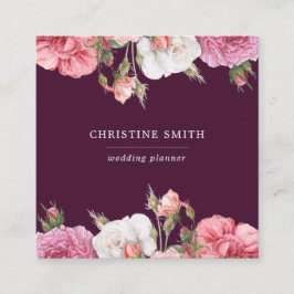 Moderne  eenvoudige Floral roze roze business Vierkante Visitekaartje