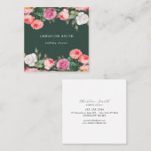 Moderne  eenvoudige Floral roze roze business Vierkante Visitekaartje (Voorkant / Achterkant)