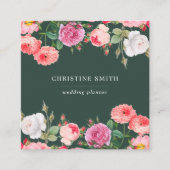 Moderne eenvoudige Floral roze roze business Vierkante Visitekaartje (Voorkant)