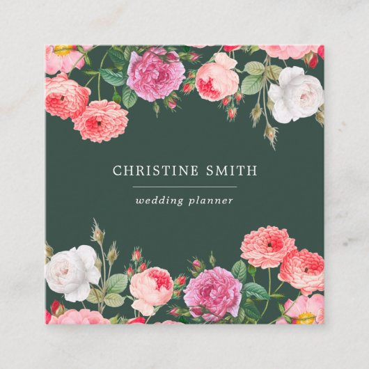 Moderne  eenvoudige Floral roze roze business Vierkante Visitekaartje (Voorkant)