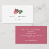 Moderne eenvoudige Floral roze roze business Visitekaartje (Voorkant / Achterkant)