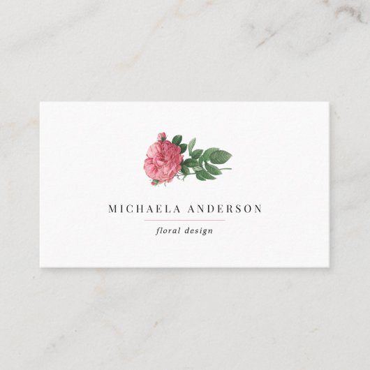 Moderne eenvoudige Floral roze roze business Visitekaartje (Voorkant)