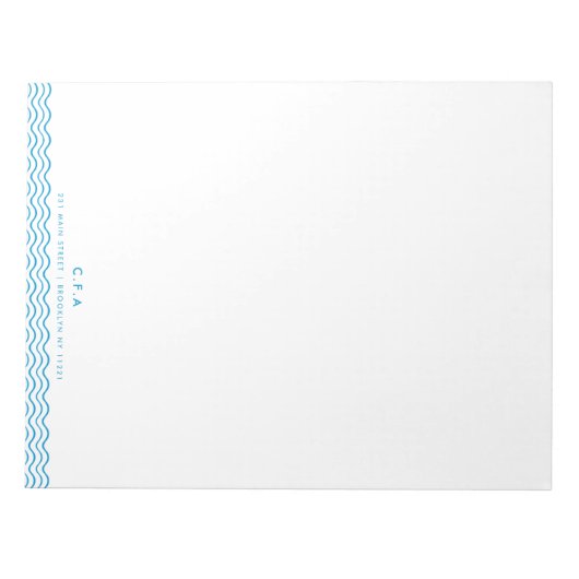 Moderne Eenvoudige Formele Blauwe 3 Monogram Golf  Notitieblok (Voorkant)