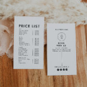 Moderne eenvoudige formele elegante prijslijst visitekaartje