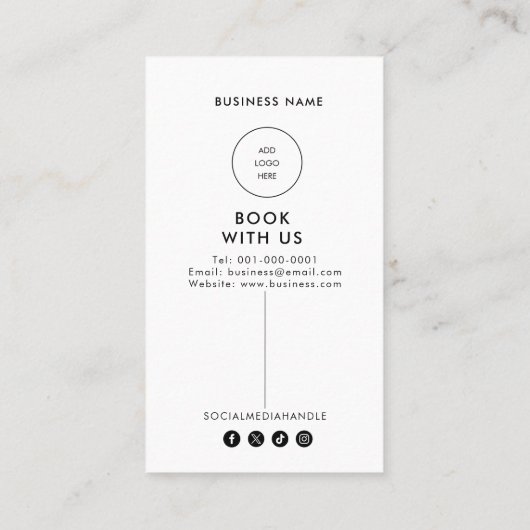 Moderne eenvoudige formele elegante prijslijst visitekaartje (Achterkant)