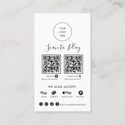 Moderne Eenvoudige Formele Scan Om Prijslijst Te B Visitekaartje (Achterkant)