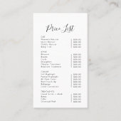 Moderne Eenvoudige Formele Scan Om Prijslijst Te B Visitekaartje (Voorkant)