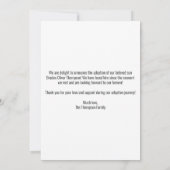 Moderne eenvoudige foto adoptie aankondiging Kaart (Achterkant)